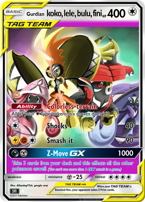 koko, lele, bulu, fini - Allaydog | PokeCardMaker.net