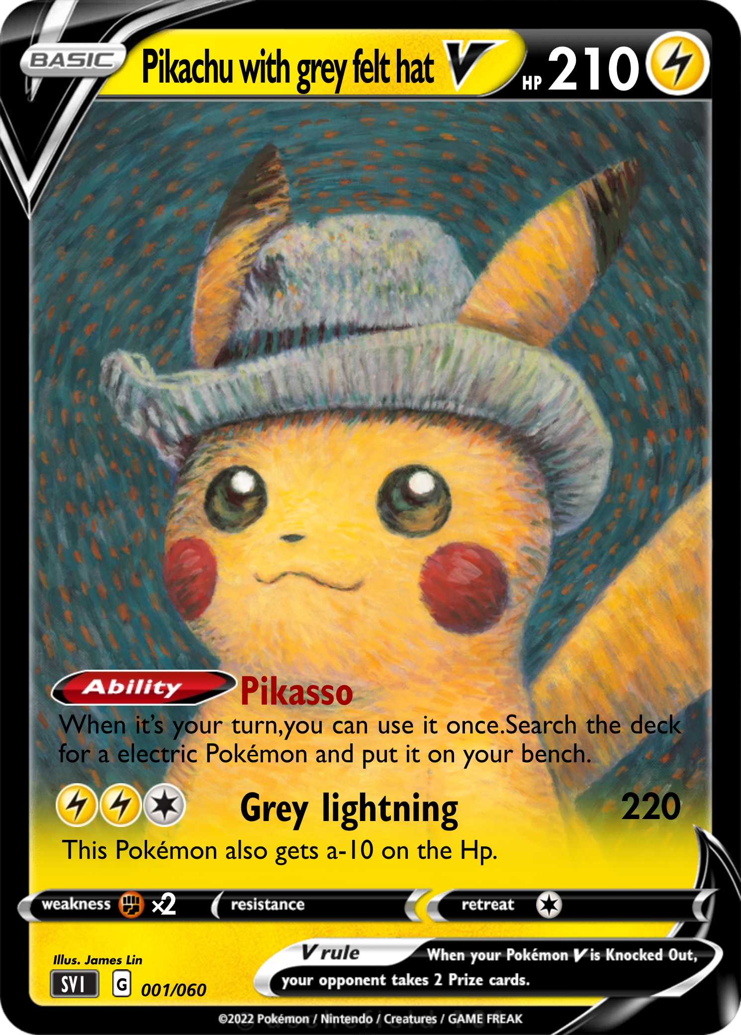 Pikachu with Gray Fish Hat ゴッホピカチュウ 未開封