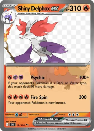 delphox pokemon card V 027/196 Lost Origin variation to centering Shiny Delphox - 1236965