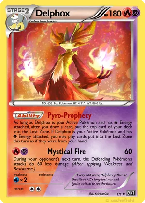 delphox pokemon card TCG - V Lost Origin Full Art Holo 027/196 you may leave your opponents Active Pokmon Burned Delphox | XY | TCG