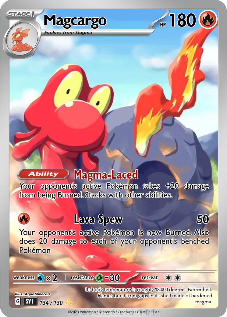 pokemon card magcargo POKMON GAME sv5a 080/066 SR ex This attack does 140 more damage for each Energy card discarded in this way magcargo pokemon card value 6/90