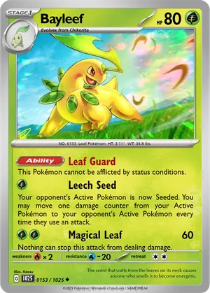 pokemon card bayleef 28/111 1st Edition Neo Genesis PSA 7 If heads Pokemon Bayleef - 009/217