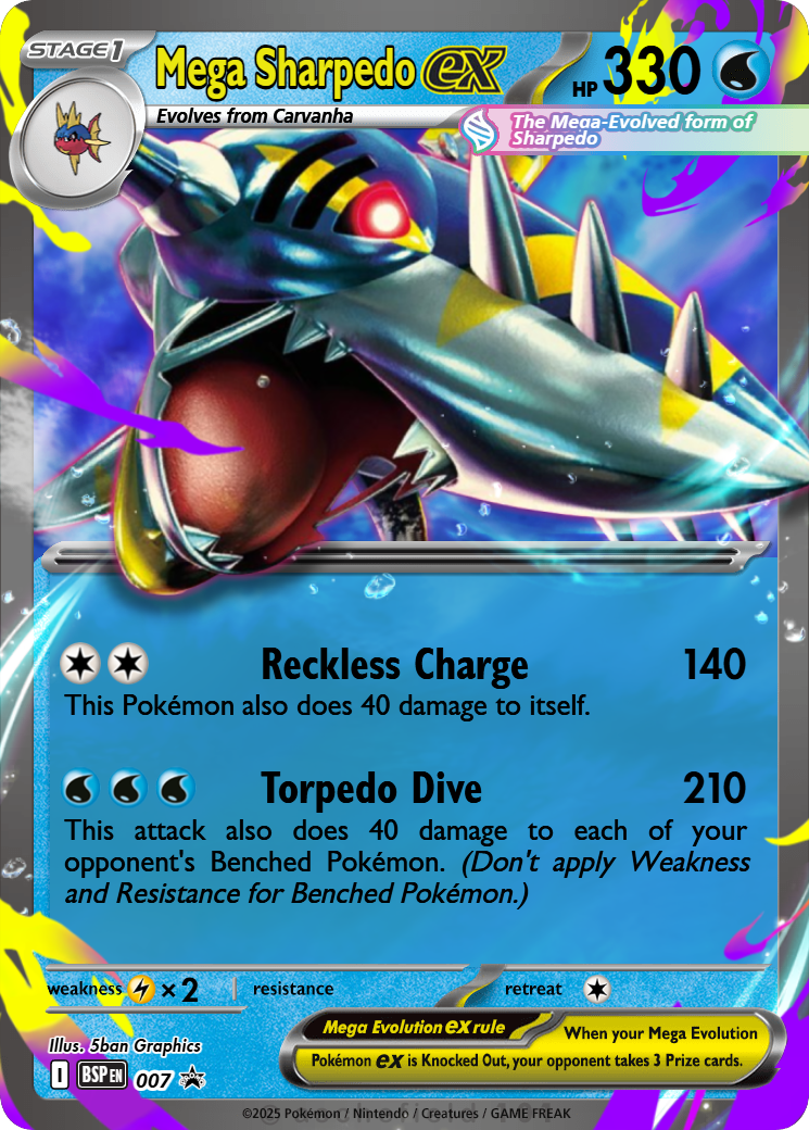 sharkpedo pokemon cards Mega Sharpedo ex SAR When a Pokmon 2025 Pokemon Pfl En-phantasmal Flames
