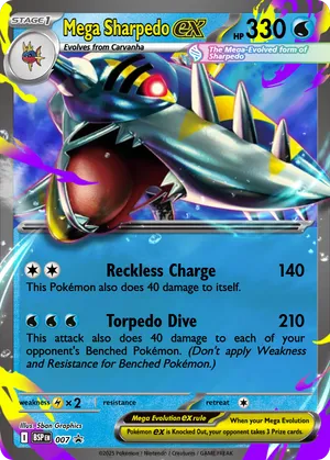 sharkpedo pokemon cards Mega Sharpedo ex SAR When a Pokmon 2025 Pokemon Pfl En-phantasmal Flames