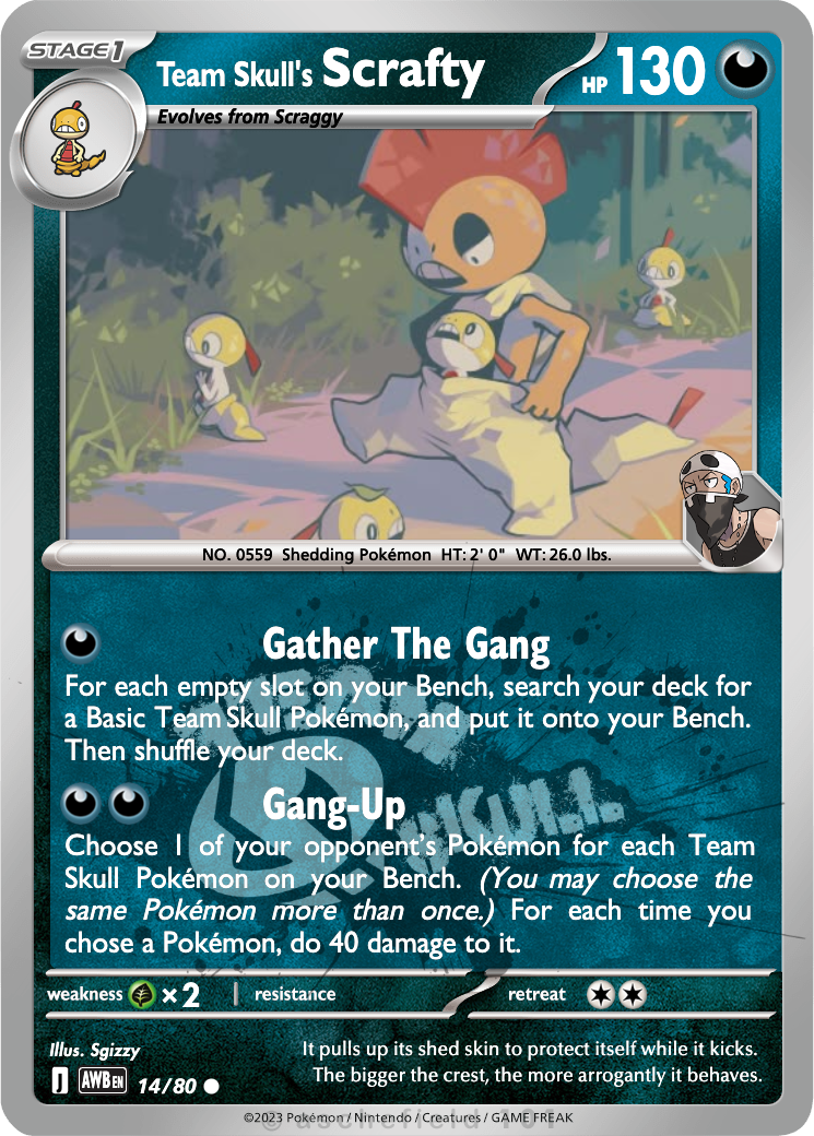 pokemon team skull cards Scrafty This is of the full art ultra rare rarity. Team Skull Grunt #149 Prices