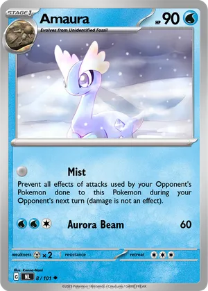 amaura pokemon card 27/131 Sun & Moon Forbidden Light Colorless Artist Pokemon amaura 22