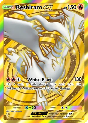 reshiram gold pokemon card clear acrylic holder that perfectly accentuates the stunning visual design and character artwork Reshiram And Charizard Gx Gold