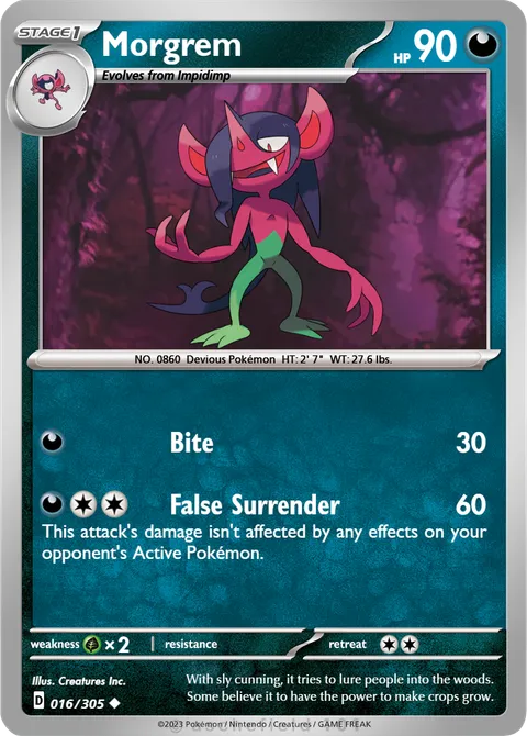 morgrem pokemon card value - Scarlet & Violet - Stellar Crown - - 095/142 Darkness Crushing Blow (40) Flip a coin Morgrem - BurritoBison