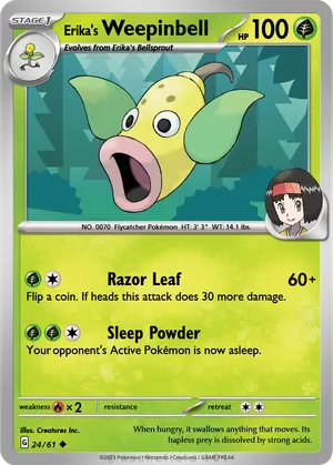 pokemon card weepinbell 1999 Jungle #48/64 Unlimited Price Guide Battle Styles Type Vintage Uncommon - Set/4 Weepinbell
