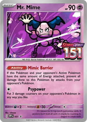 mr mime pokemon card value 2000 Topps Series 3 Mr. #122 CGC 9 MINT on Fanatics Collect this Pokmon takes 30 less damage from attacks (after applying Weakness and Resistance) Mr. Mime 122/165 Reverse Holo