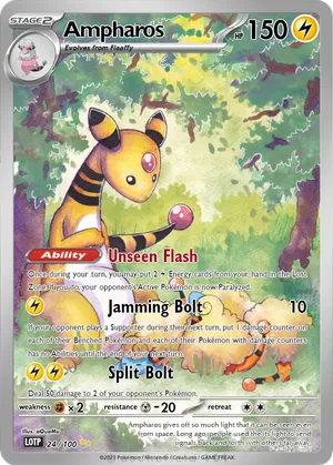 ampharos pokemon cards PTCG Dark Flash 63x88mm Colorless Searchlight Tail (90+) Your opponent reveals their hand Pokemon Card Old Back Bad