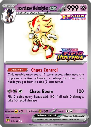 shadow the hedgehog pokemon card Pokemon Shadow The hedgehog 199