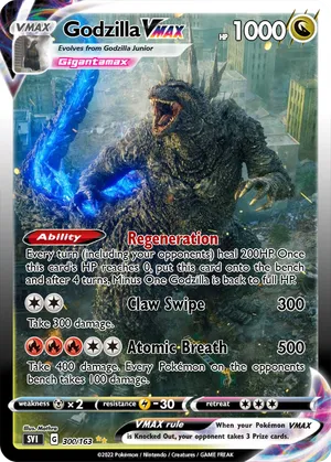 godzilla pokemon cards Kantonian Godzilla Vmax Parody Card