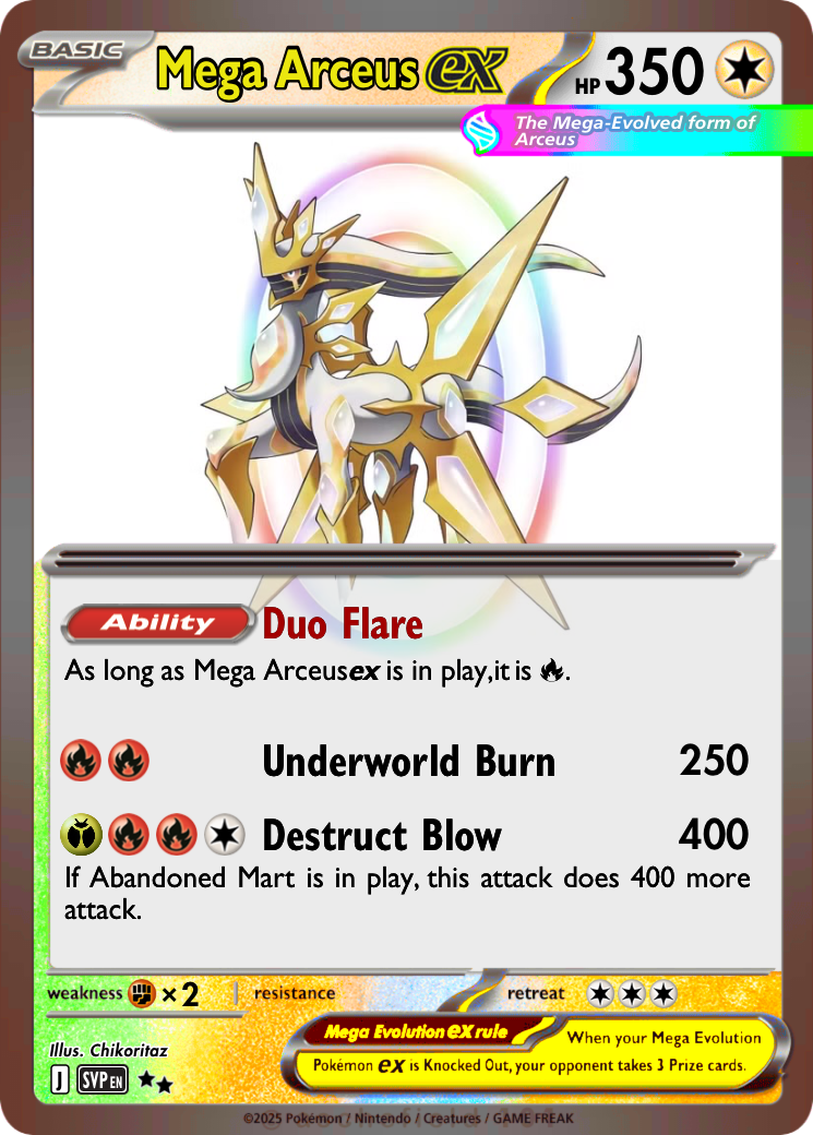 pokemon arceus mega evolution card M Arceus X GX Pokemon Card