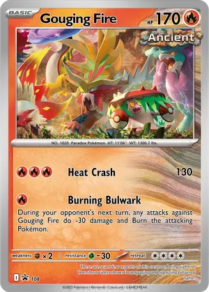 gouging fire ancient pokemon card Pokmon TCG: Paradox Destinies ex Tin Booghe RarityRare Hit Points130 HP Fire Lunge Out (30) Fire Pokemon TCG - Gouging Fire