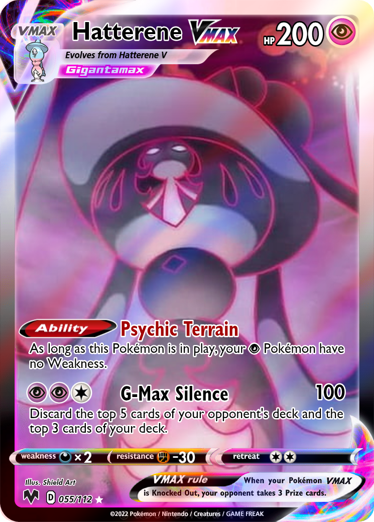 pokemon cards hatterene V 65/172 30 Retreat Cost Hatterene 020 - Holofoil Champions