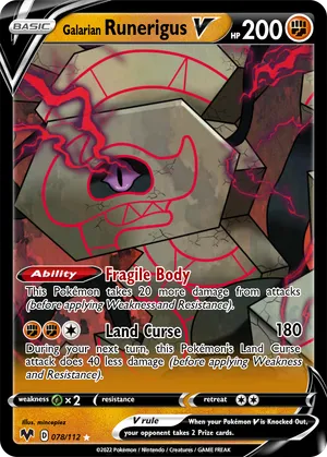 runerigus pokemon card Galarian - SV066/SV122 Shiny Holo Rare Fighting Colorless 1st Ever Runerigus Card Drops