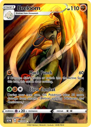 all breloom pokemon cards TCG - V Fusion Strike Full Art Holo Card 006/264 Evolves from Shroomish Type Breloom V 006 - Holofoil