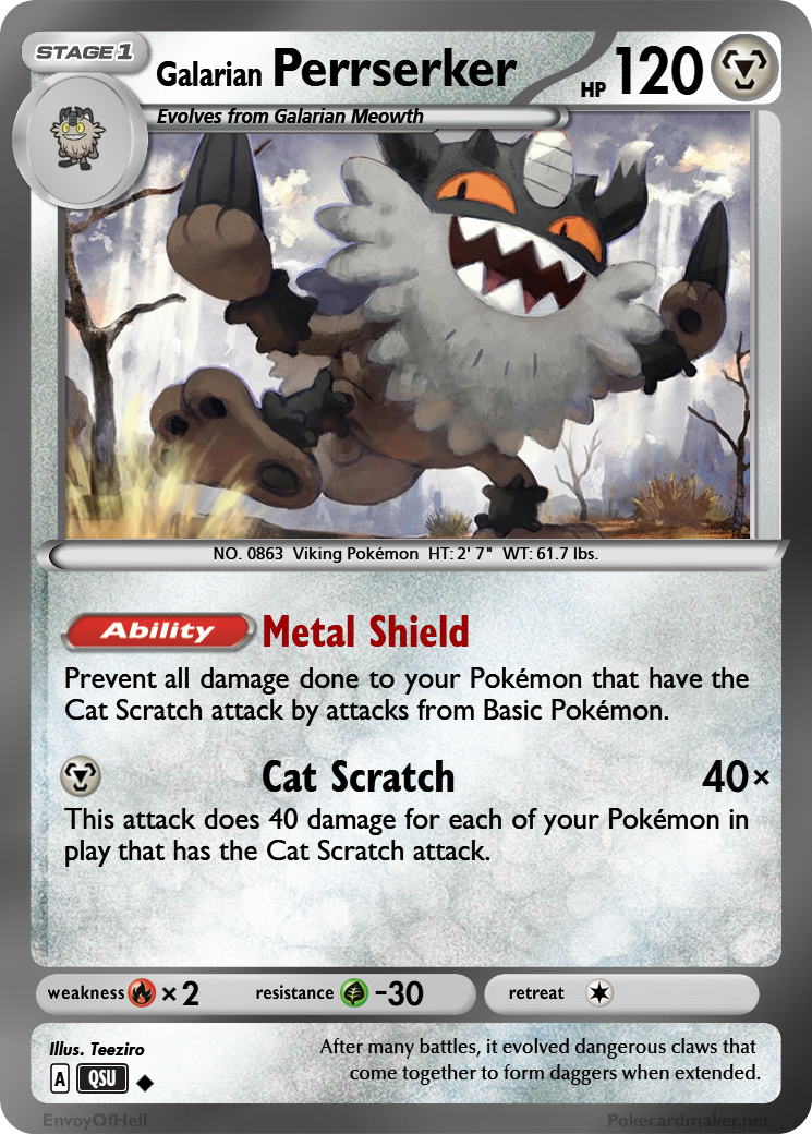 galarian perrserker pokemon card - 127/192 - Rebel Clash Evolves from null Type Galarian Perrserker 127/192 SWSH02 Rebel
