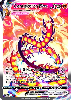 g max centiferno pokemon card value Pokemon Centiskorch VMAX - G-Max Gold 320 HP Foil Fan Art Card 109/SV122