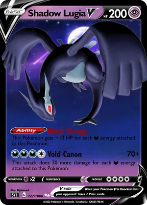 black lugia pokemon card M Shadow Lugia Ex Hp1000 Black Foil Fan Art Card 159/300 Holy Wrath