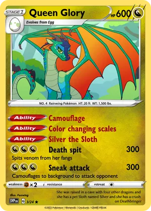 wings of fire pokemon cards Dragon Lorcana Card This attack does 50 damage to one of your opponents Benched Pokemon Queen Glory - Foxwing