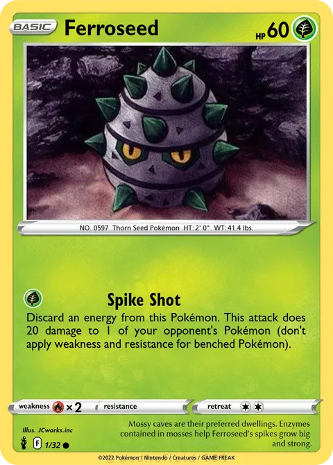 ferroseed pokemon card - Ferrothorn (72) Metal Colorless Rollout (10) Weakness Fire 2 Resistance Grass Ferroseed - FrankoTheCat