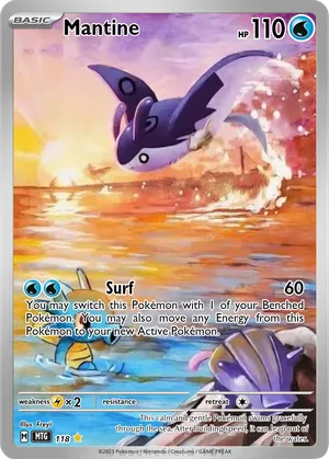 mantine pokemon card - 29/123 Reverse Holo shuffle your deck Pokemon TCG - SM8 -