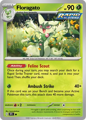 floragato pokemon card Pokmon Custom Framed: "Floragato" Colorless Magical Leaf (30+) Flip a coin Pokemon Scarlet Violet Single Card