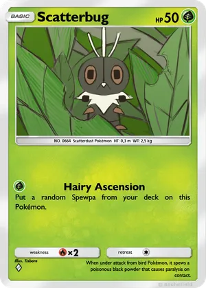 scatterbug pokemon card bug Pokemon SM Forbidden Light Card: - 6/131 Attack 1 Scatterbug Spewpa Adaptation 1 (Used)