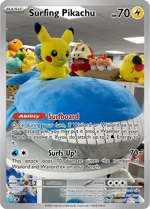 pokemon cards surfing pikachu TCG V Celebrations Full Art Holo Card 008/025 Pfaltzcraftsmore Attack 1 Surfing Pikachu V | Celebrations