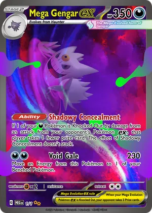 mega gengar shiny pokemon card - ex - 056/094 - ME02: Phantasmal Flames (PFL) - Double Rare the trusted official grading guarantees its condition Shiny Mega Gengar Ex card