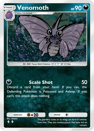 pokemon venomoth card 1999 Pokemon Venomoth Hologram, 13/64 Black Star, Jungle, Never Played. Plastic Sleeve. N/NM Cond Add to Collection or Give as Unique Gift