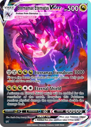 eternamax pokemon card Eternatus VMAX Rainbow Shiny Holographic UV Printed Plastic Card