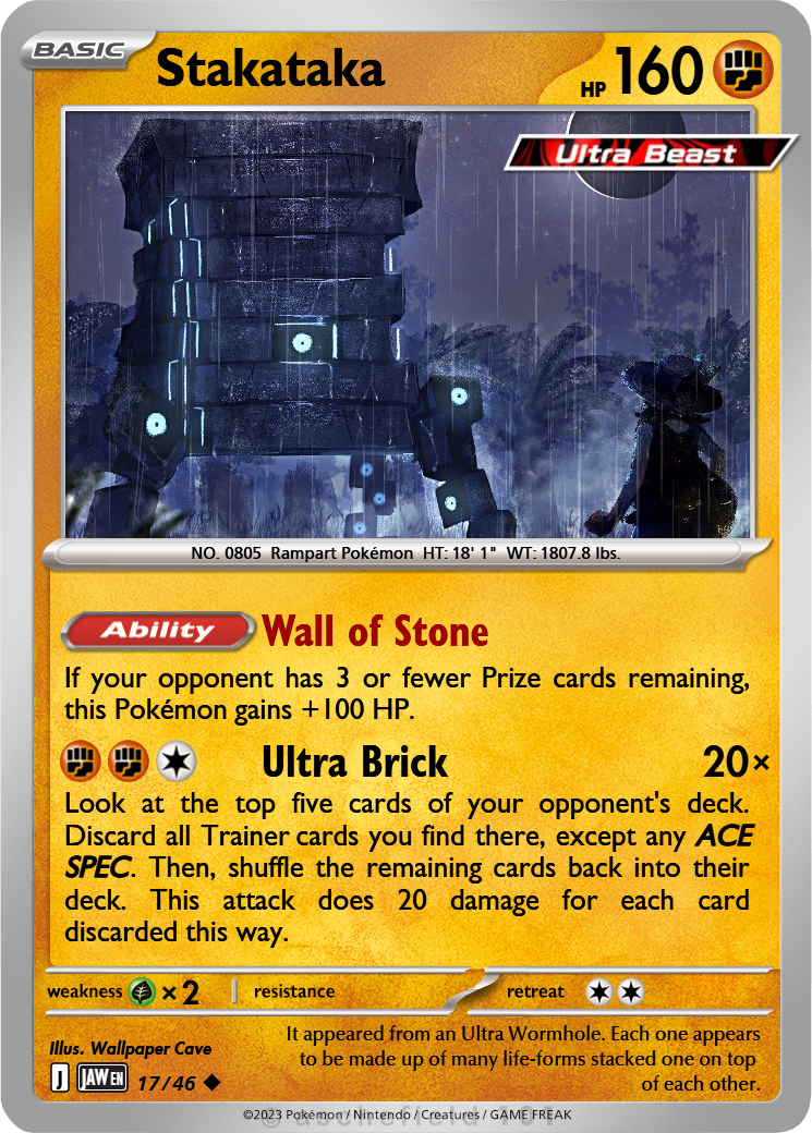 stakataka pokemon card GX Hidden Fates Shiny SV74/SV94 PSA 10  TBC Games [Psychic] Stakataka - JeevesEatsFish