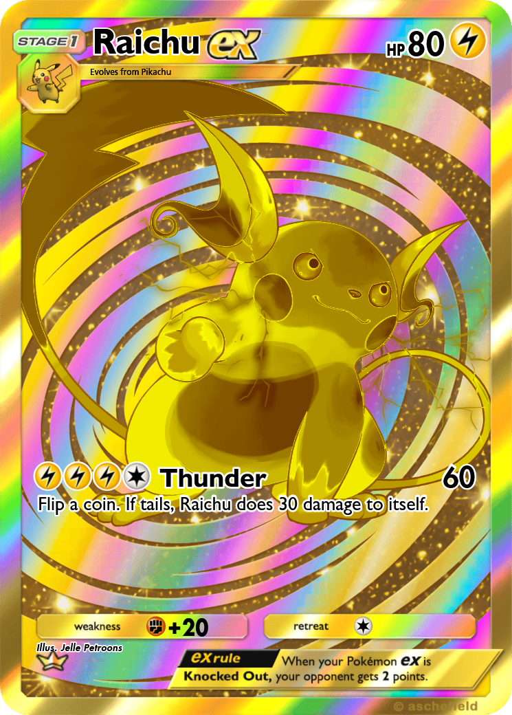 raichu gold pokemon card V 045/172 Brilliant Stars - Ultra Rare this attack does 80 damage. Raichu (Mirror Holofoil) (015/071) -