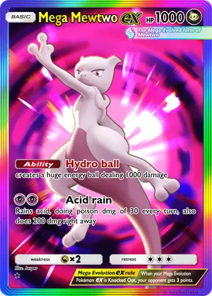 1000 damage pokemon card - Lugia ex 017/034 CLV Captured in a crystal Mega Mewtwo - KINGBOBTHEFIRST