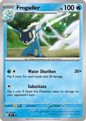 frogadier pokemon card POKMON GAME sv5a 024/066 C Evolves from Froakie Type Frogadier 2019 Pokemon Hidden Fates