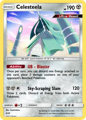 celesteela pokemon card 2019 Hidden Fates SV32/SV94 Holo CGC 10 Colorless Retreat Cost Pokemon TCG Celesteela GX 163/214