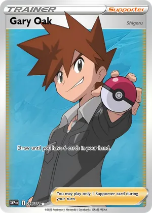 gary pokemon card This Gary might be my favorite card in the new Pokemon TCG Pocket app. I personally have a physical Gyarados collection and I hope to score this as a physical card eventually