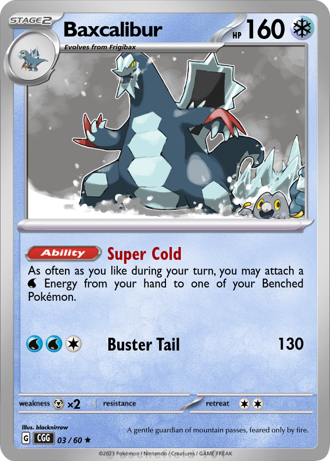 baxcalibur pokemon card 130 Water Rarity Pokemon Card "Baxcalibur" sv4a 053/190