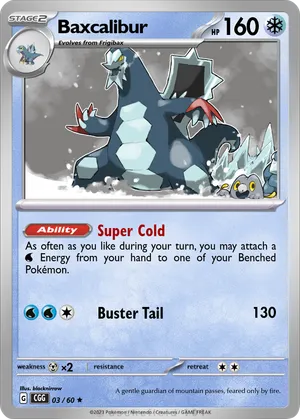 baxcalibur pokemon card 130 Water Rarity Pokemon Card "Baxcalibur" sv4a 053/190