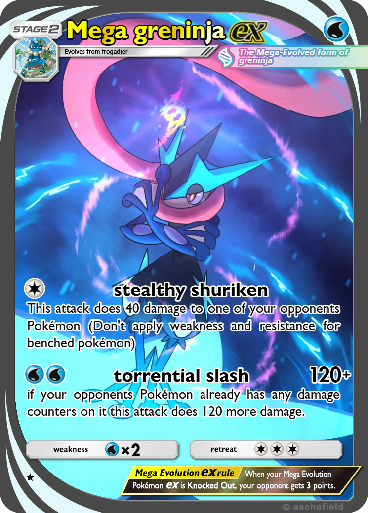 pokemon mega greninja card  CRAZY NEW LEAK  A new Mega Greninja ex card has by hitting the  internet by storm with suggestions it will be featured in the upcoming  "Ninja Spinner" set trademarked for