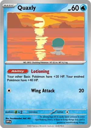 quaxly pokemon card Quaquaval ex Paldean Fates Shiny Set SVP084 Quaxwell SVP082 : Toys & Games RarityCommon Hit Points70 HP Water Reckless Charge (30) This Pokemon does 10 damage to itself. Quaxly cards TCG Collector