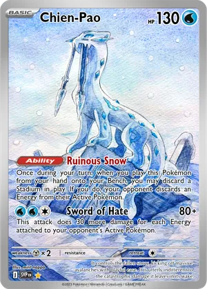 chien pao pokemon card Chien-Pao - Terastal Festival ex This attack does 60 damage for each card you discarded this way. Chien-Pao ex () 261/193 -
