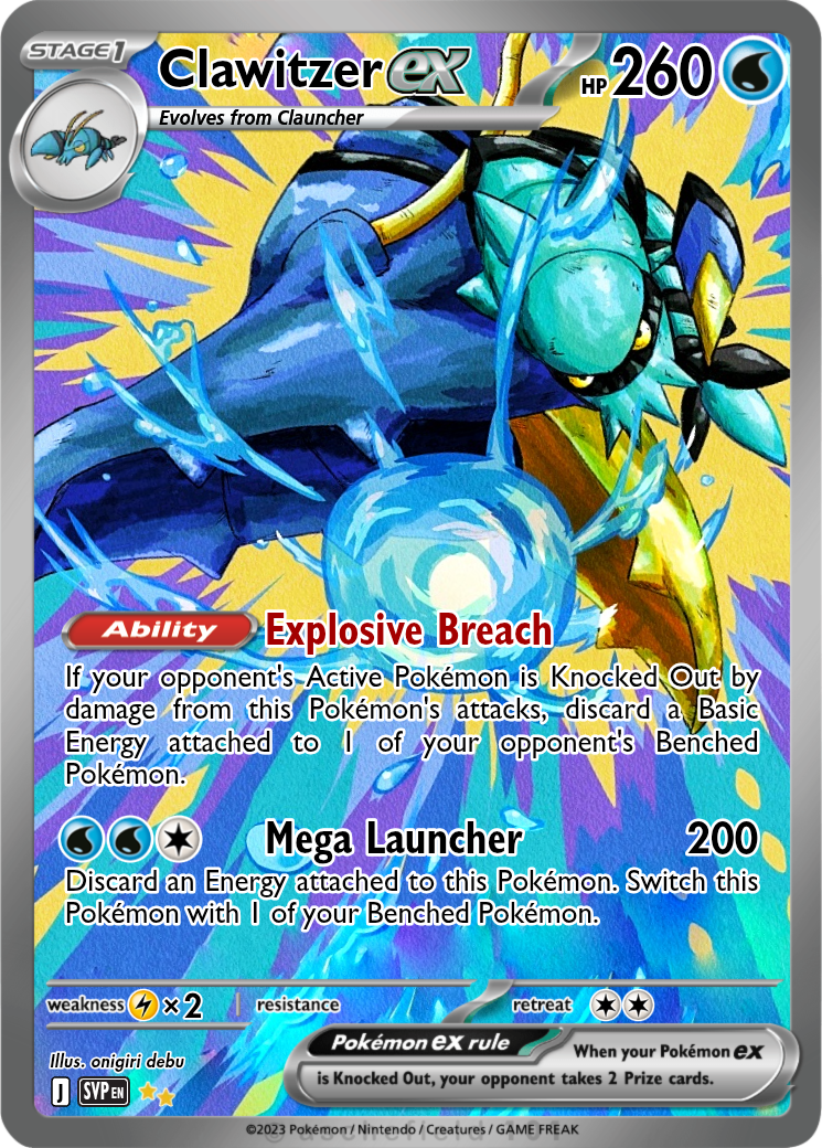 pokemon clawitzer card 141/132 Water Gun 50 Clawitzer 24/111 holo Pokémon card