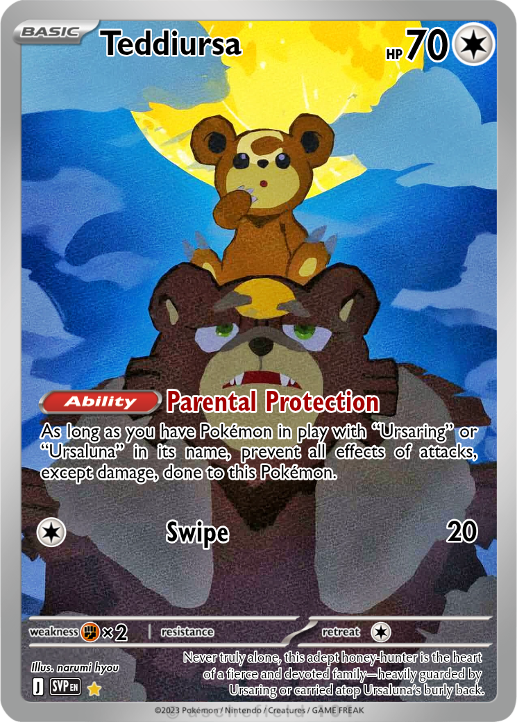 pokemon teddiursa card TCG Colorless Artist Teddiursa - MangoAaron