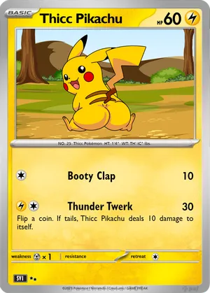 is thicc pikachu a real pokemon card Holographic Credit Card Holographic Credit Card Skin Anime Town Creations Thicc Pikachu - Meatsack