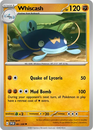 whiscash pokemon card 052/082 1st Edition Stage 1 Barboach & Whiscash Pokemon Advanced