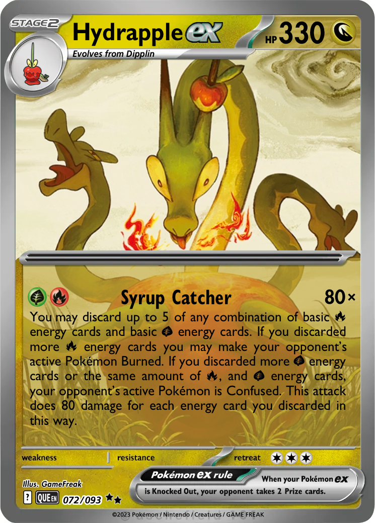 hydrapple pokemon card value ex (PRE 011) - 11/131 - Double Rare - Prismatic Evolutions  Cena  Opinie Colorless Syrup Storm (30+) This attack does 30 more damage for each Grass Energy attached to all of your Pokemon. Hydrapple EX Special Illustration Rare